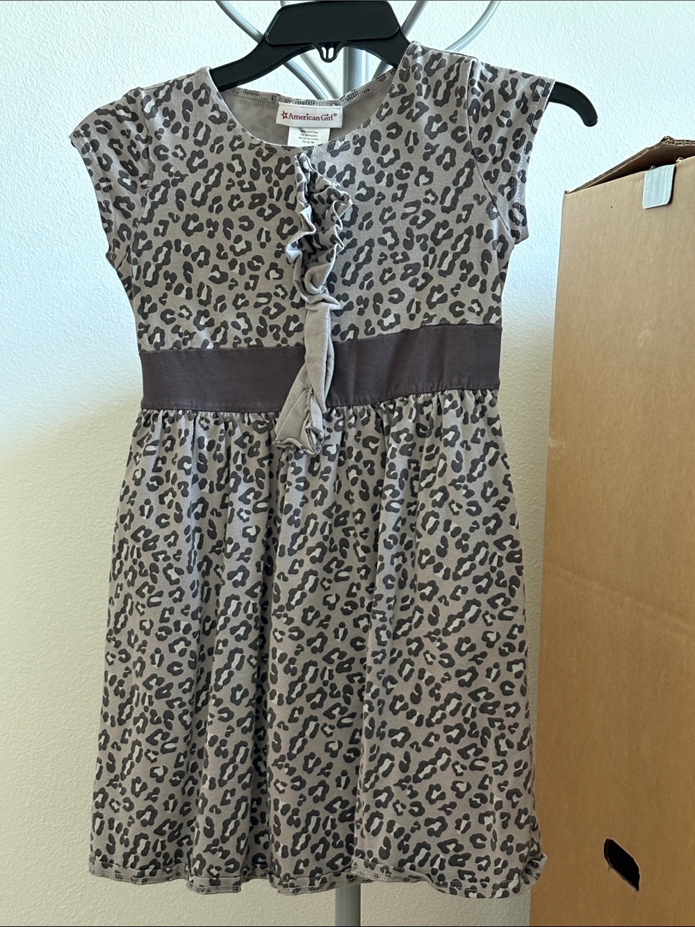 American Girl Taupe and Dark Gray Leopard-Print Vintage Dress